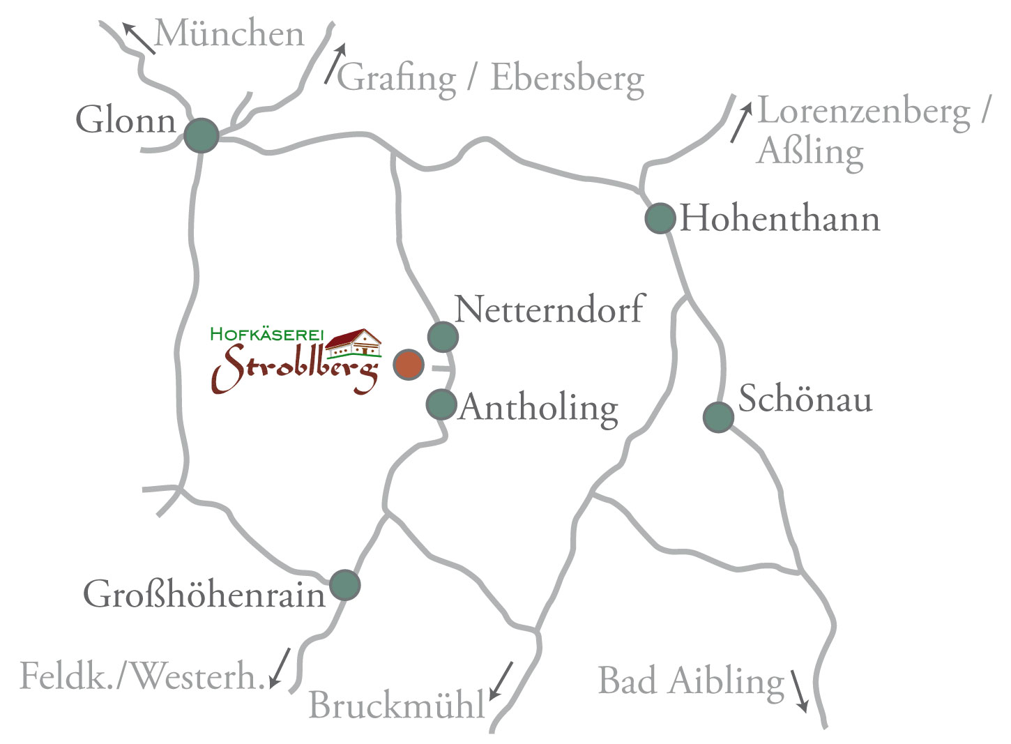 Anfahrtsskizze nach Stroblberg